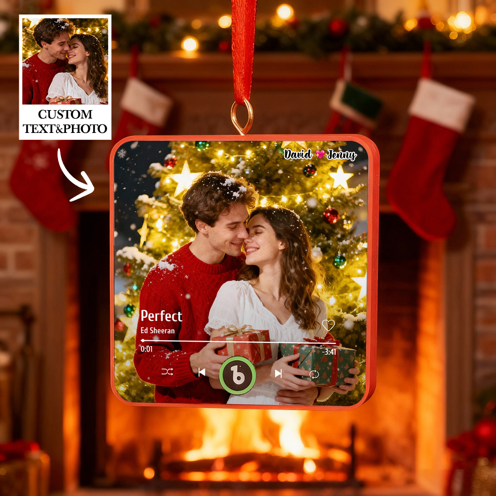 Custom Music Box Ornament Personalized Photo Music Box Ornament Music Fridge Magnet Custom Voice Recording Couple Keepsake Christmas Gifts - Fridgebeatsca