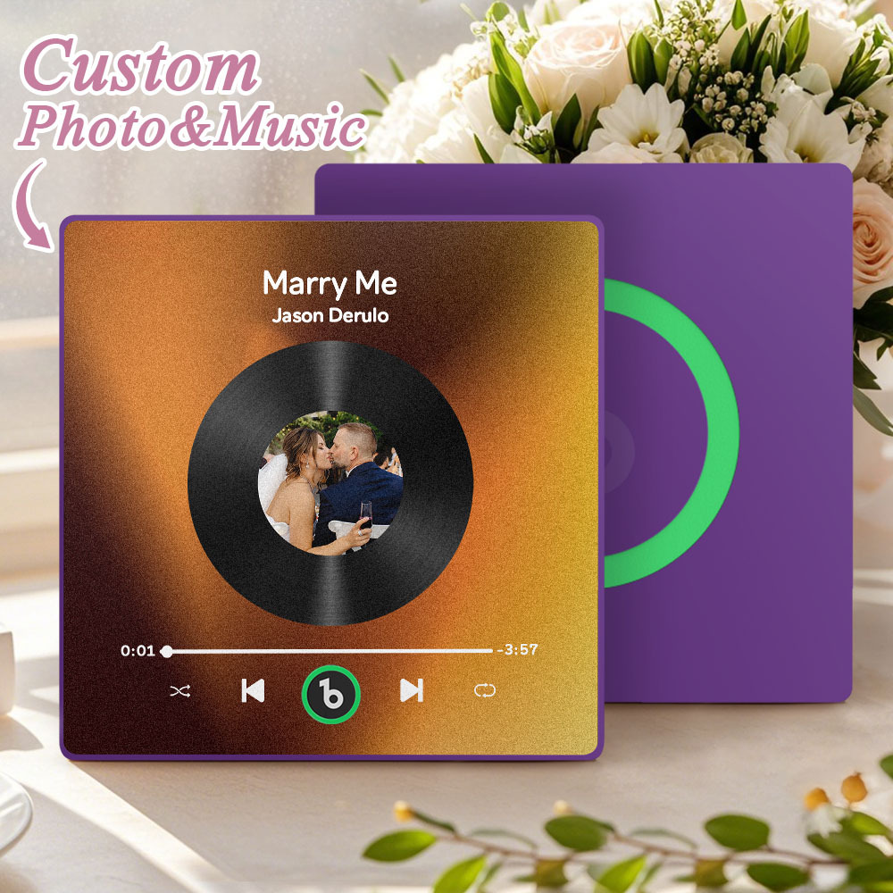 Custom Music Fridge Magnet Custom Colorful Frame Album Fridge Magnet Music Wall Photo Sticker Song Magnets That Can Play Music Wedding Gifts for Her - Fridgebeatsca