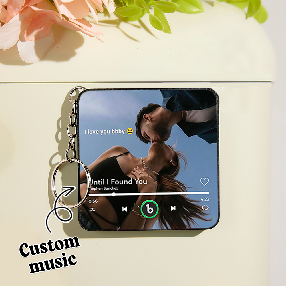 Custom Music Gift Mini Fridge Magnet Keychain Custom Photo Music Box Play Song Valentine Gift For Her Photo Music Magnet Keychain Anniversary Gifts for Couple - Fridgebeatsca