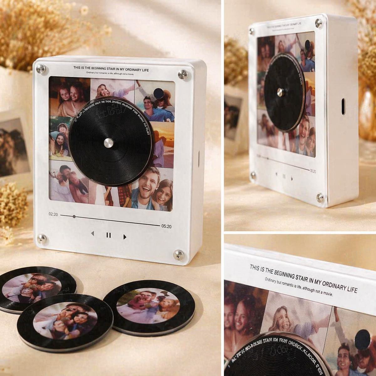 Personalized Vinyl Record Music Fridge Magnet – Custom Photo & Song Playback Magnet, Retro Music Wall Decor Gift for Couples