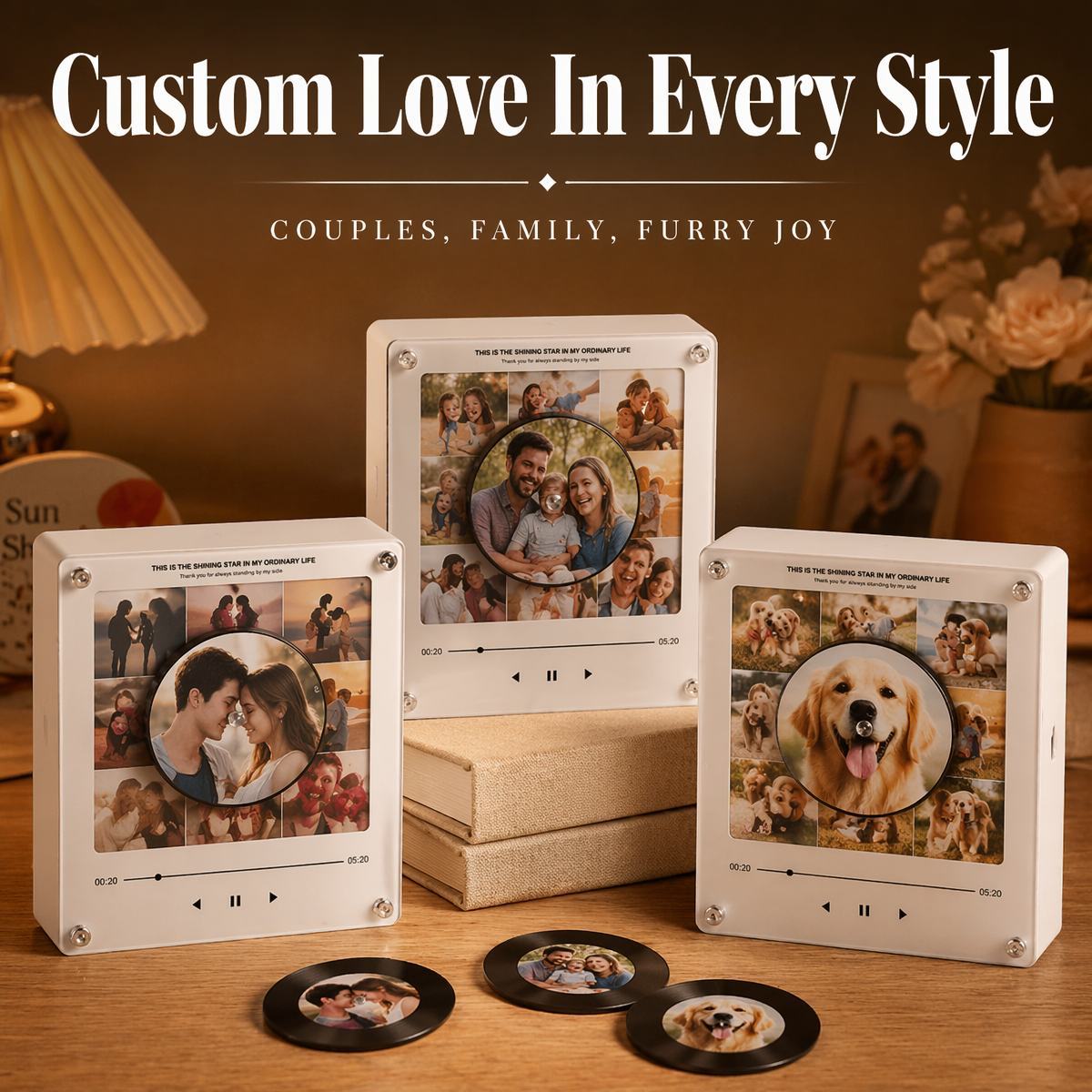 Personalized Vinyl Record Music Fridge Magnet – Custom Photo & Song Playback Magnet, Retro Music Wall Decor Gift for Couples