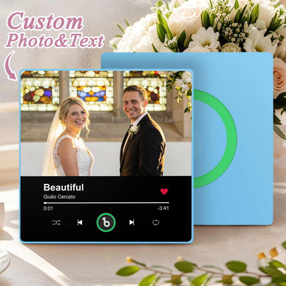 Personalized Photo Music Fridge Magnet Playable Song Keepsake Gift Wedding Gifts for Lover - Fridgebeatsuk