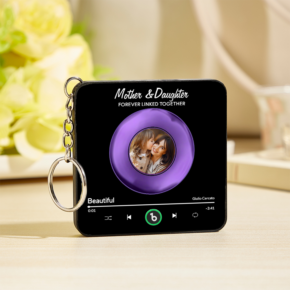 Custom Vinyl Mini Music Fridge Magnet Keychain Gifts Custom Photo Personalized Mini Music Fridge Magnet Keychain That Can Play Song Gifts for Mama