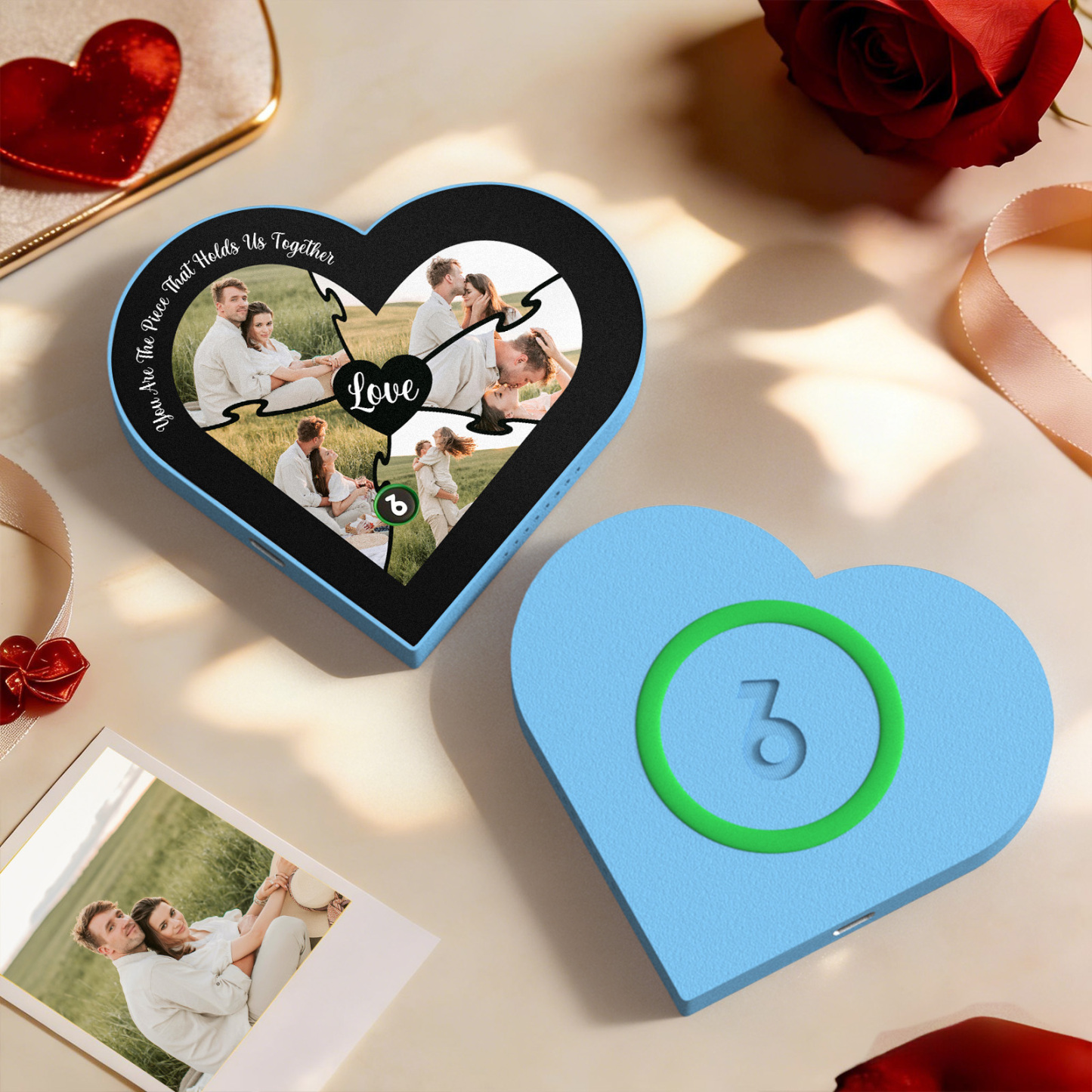 Custom Heart-Shaped Music Photo Fridge Magnet Romantic Gift for Couples Valentine's Day Gifts - Fridgebeatsuk