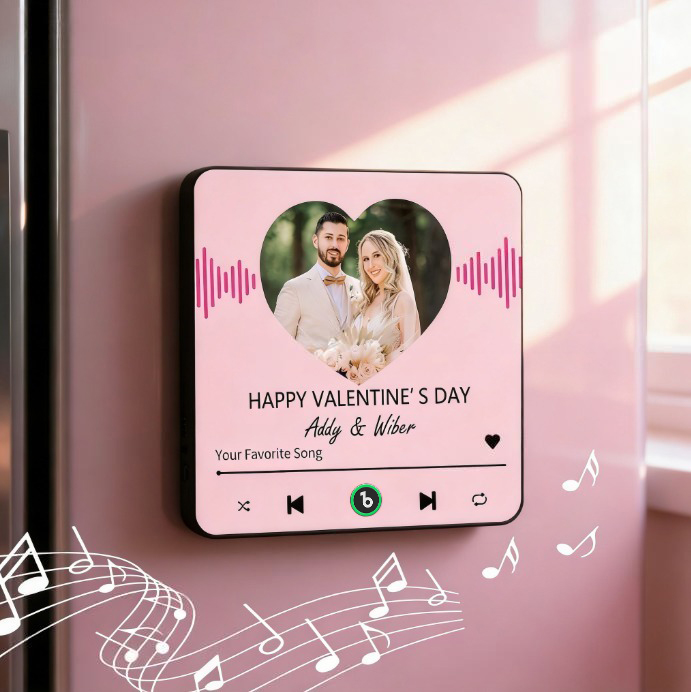 Custom Photo Music Fridge Magnet Personalized Photo Magnet With Music Valentine's Day Gift