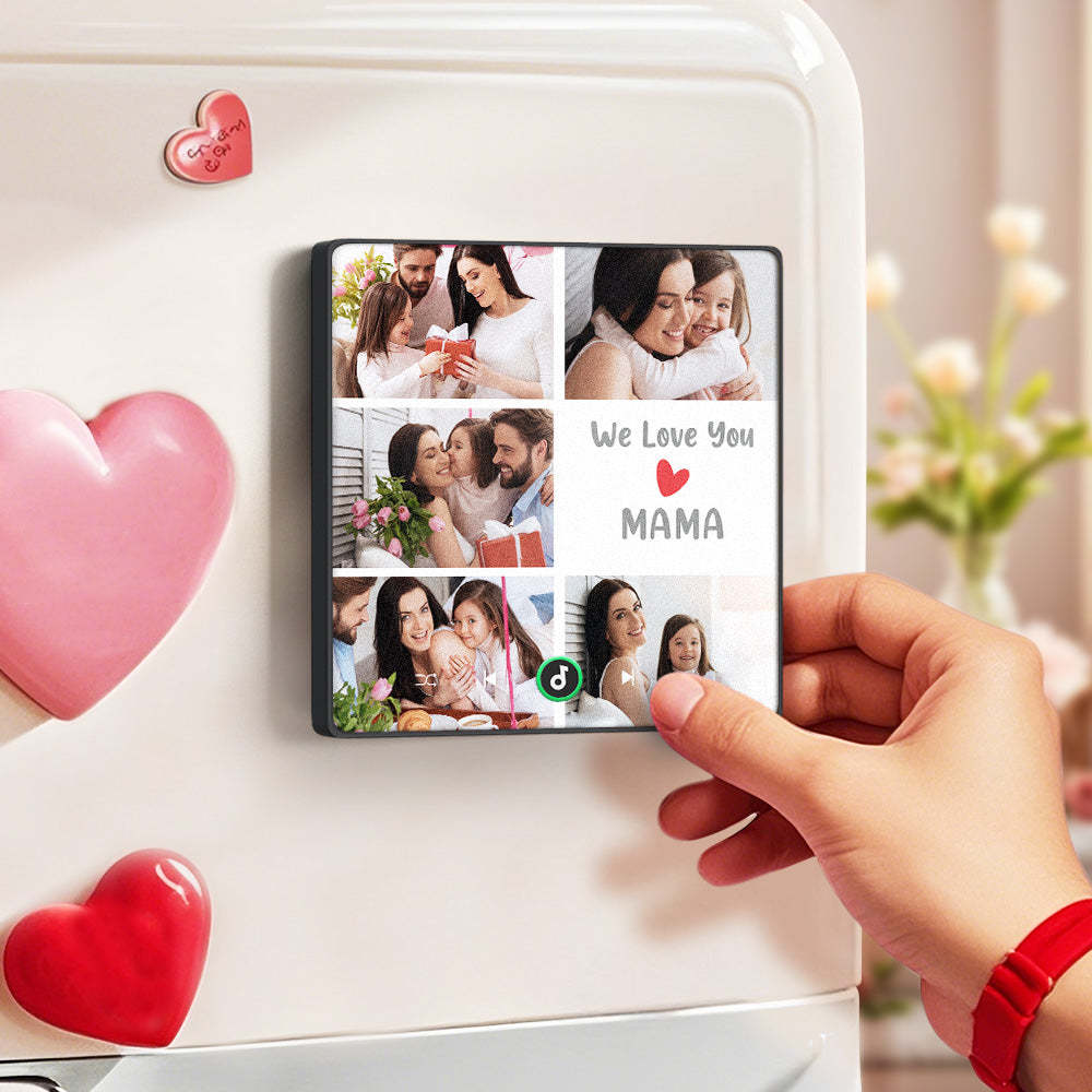 Personalised Music Fridge Magnets That Plays Music with 5 Photos Mother's Day Gifts for Mum We Love You MAMA - Fridgebeatsuk