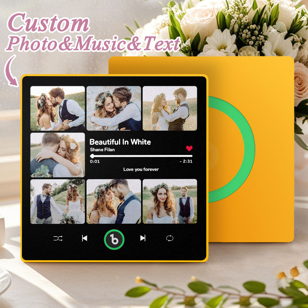 Custom Music & Multi Photo Fridge Magnet Personalized Photo Song Magnet That Can Play Music Wedding Gift for Couple - Fridgebeatsuk