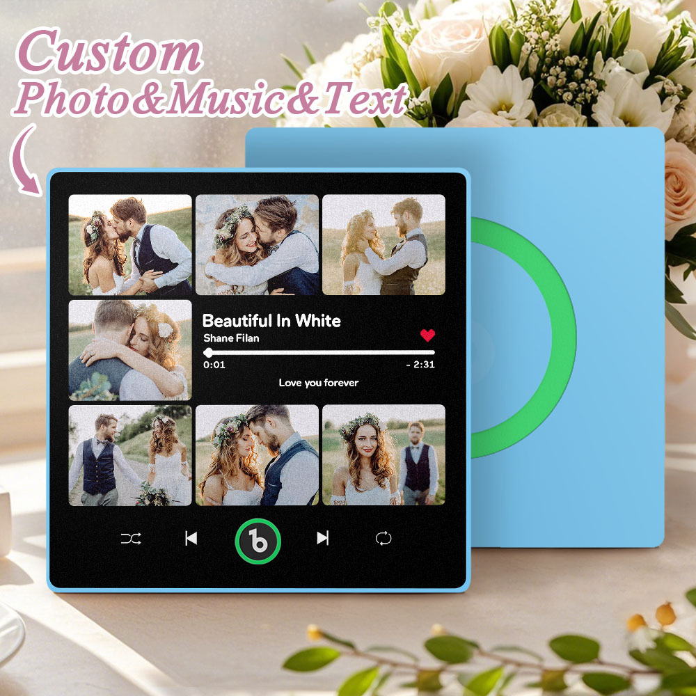 Custom Music & Multi Photo Fridge Magnet Personalized Photo Song Magnet That Can Play Music Wedding Gift for Couple - Fridgebeatsuk