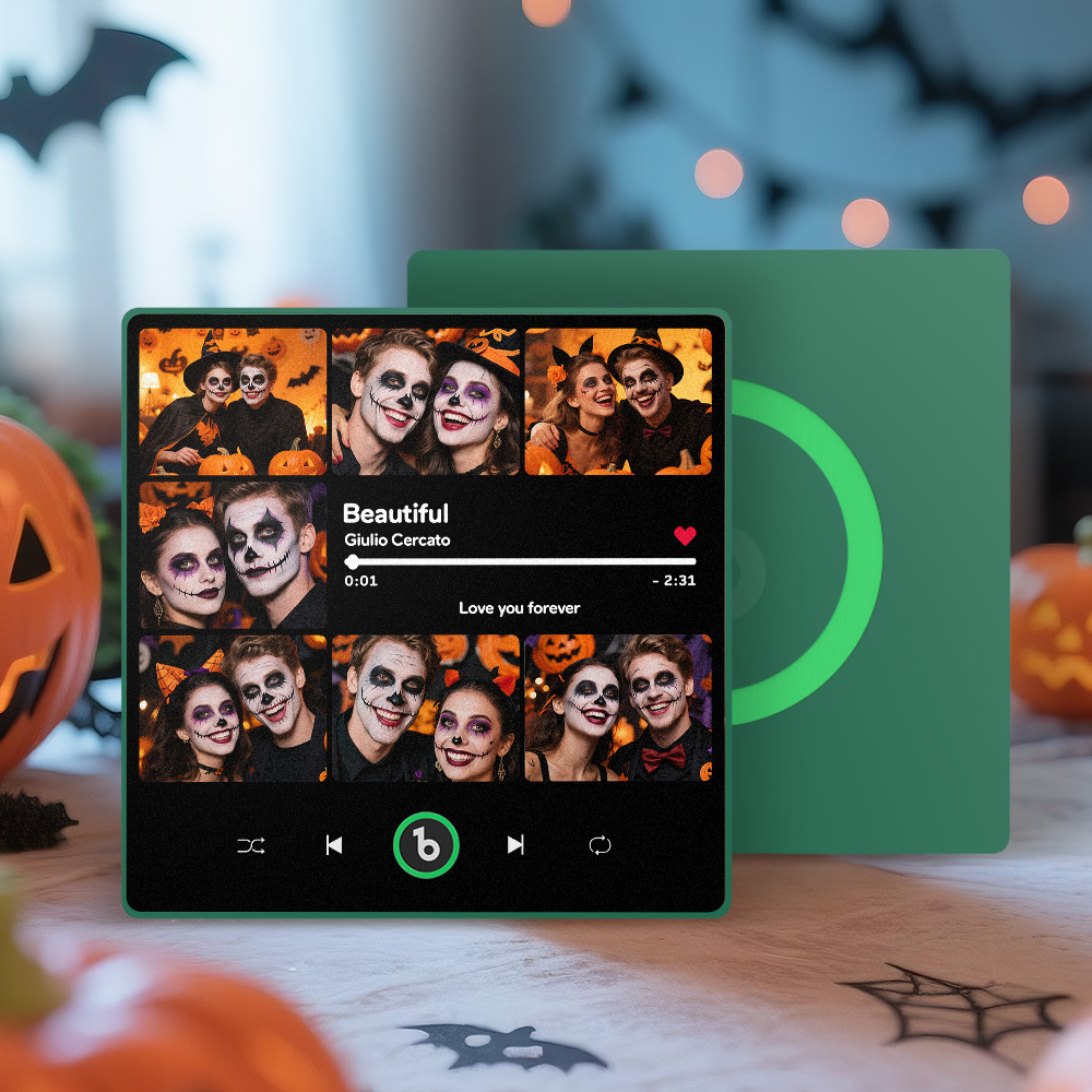 Custom Music & Multi Photo Fridge Magnet Personalized Photo Song Magnet That Can Play Music Halloween Gift for Couple - Fridgebeatsuk