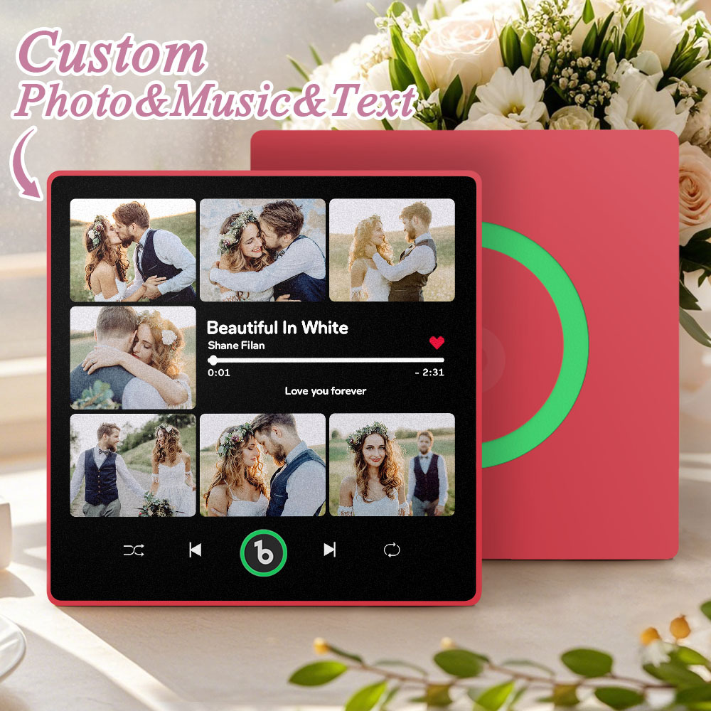 Custom Music & Multi Photo Fridge Magnet Personalized Photo Song Magnet That Can Play Music Wedding Gift for Couple - Fridgebeatsuk