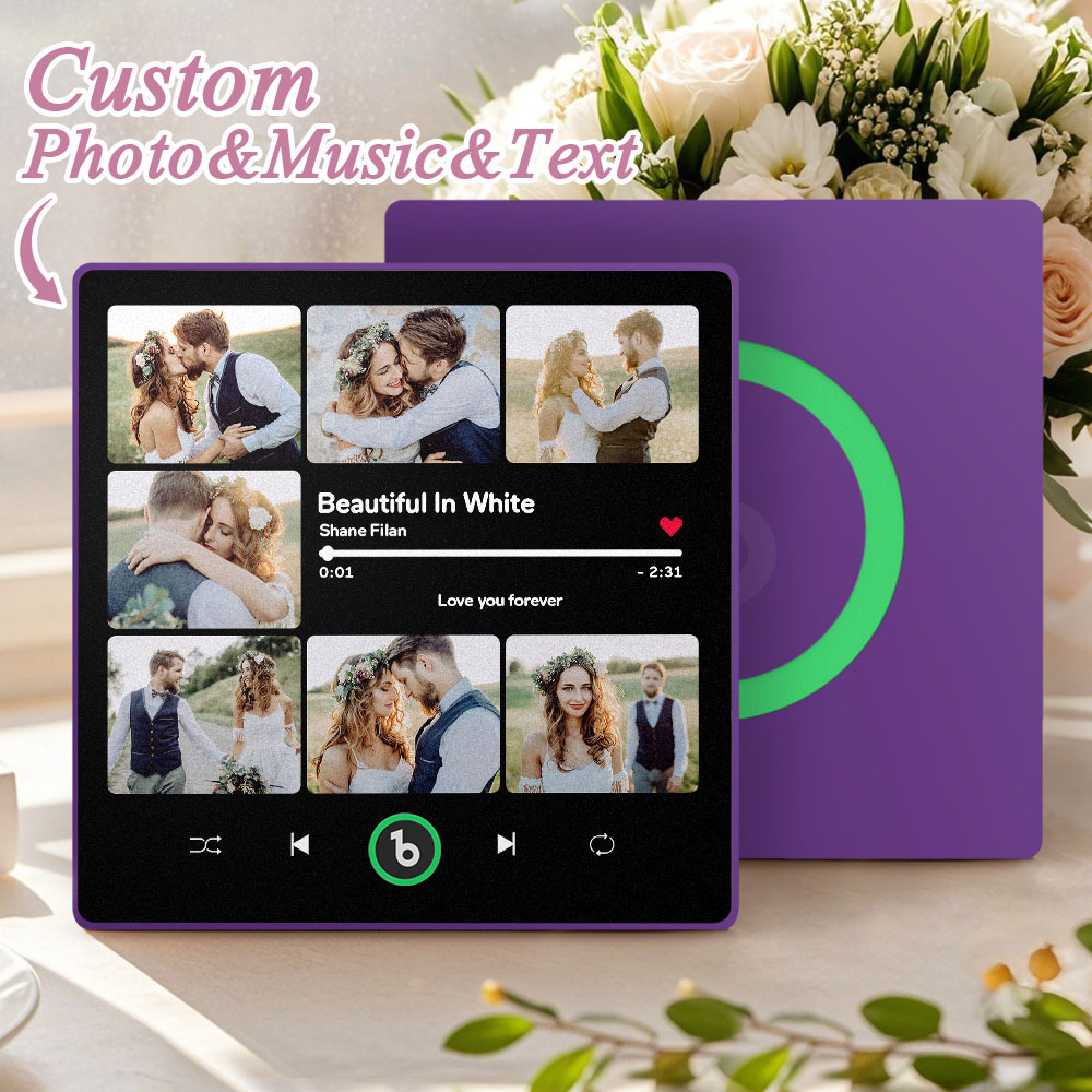 Custom Music & Multi Photo Fridge Magnet Personalized Photo Song Magnet That Can Play Music Wedding Gift for Couple - Fridgebeatsuk