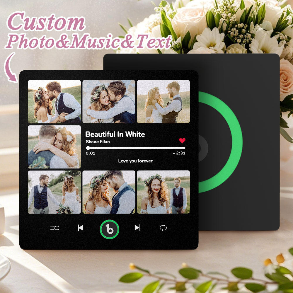 Custom Music & Multi Photo Fridge Magnet Personalized Photo Song Magnet That Can Play Music Wedding Gift for Couple - Fridgebeatsuk