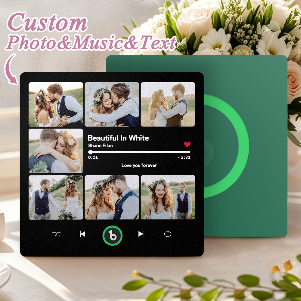 Custom Music & Multi Photo Fridge Magnet Personalized Photo Song Magnet That Can Play Music Wedding Gift for Couple - Fridgebeatsuk