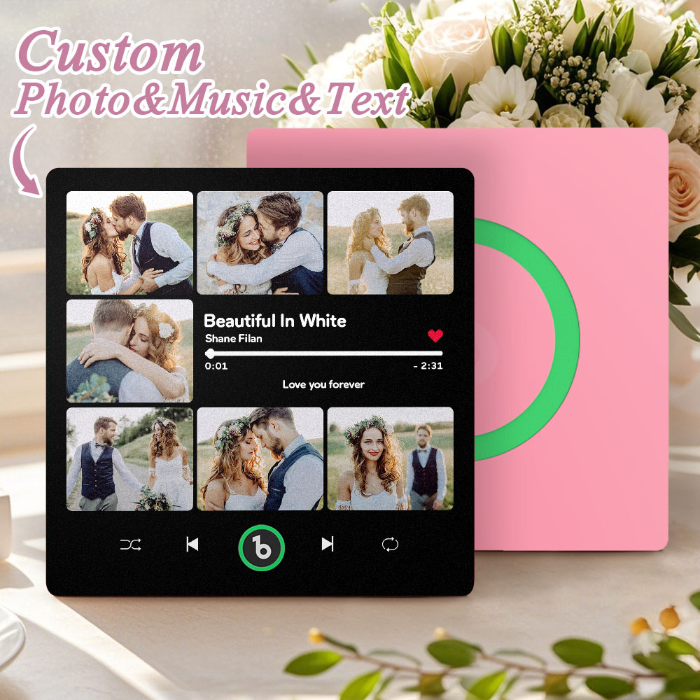 Custom Music & Multi Photo Fridge Magnet Personalized Photo Song Magnet That Can Play Music Wedding Gift for Couple - Fridgebeatsuk