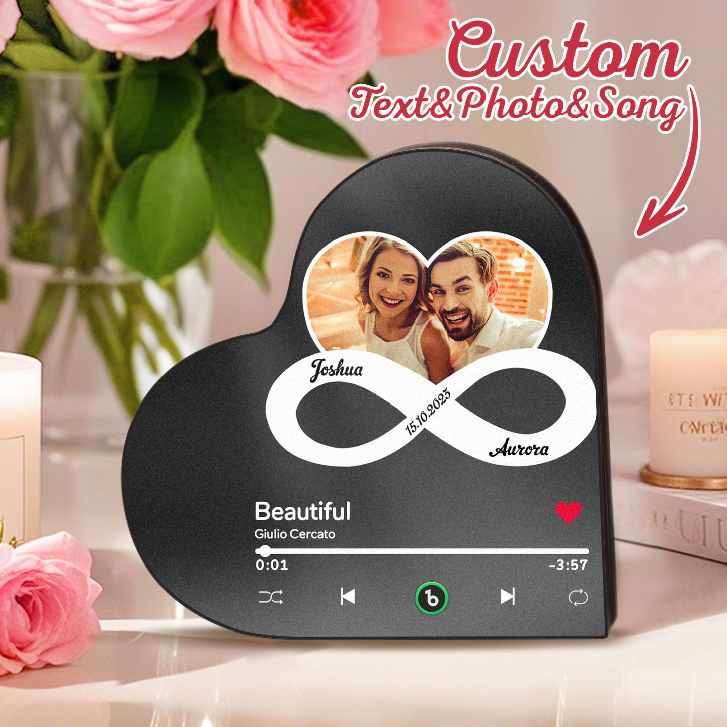 Personalized Heart-Shaped Music Fridge Magnet Forever Love Anniversary Gifts - Fridgebeatsuk