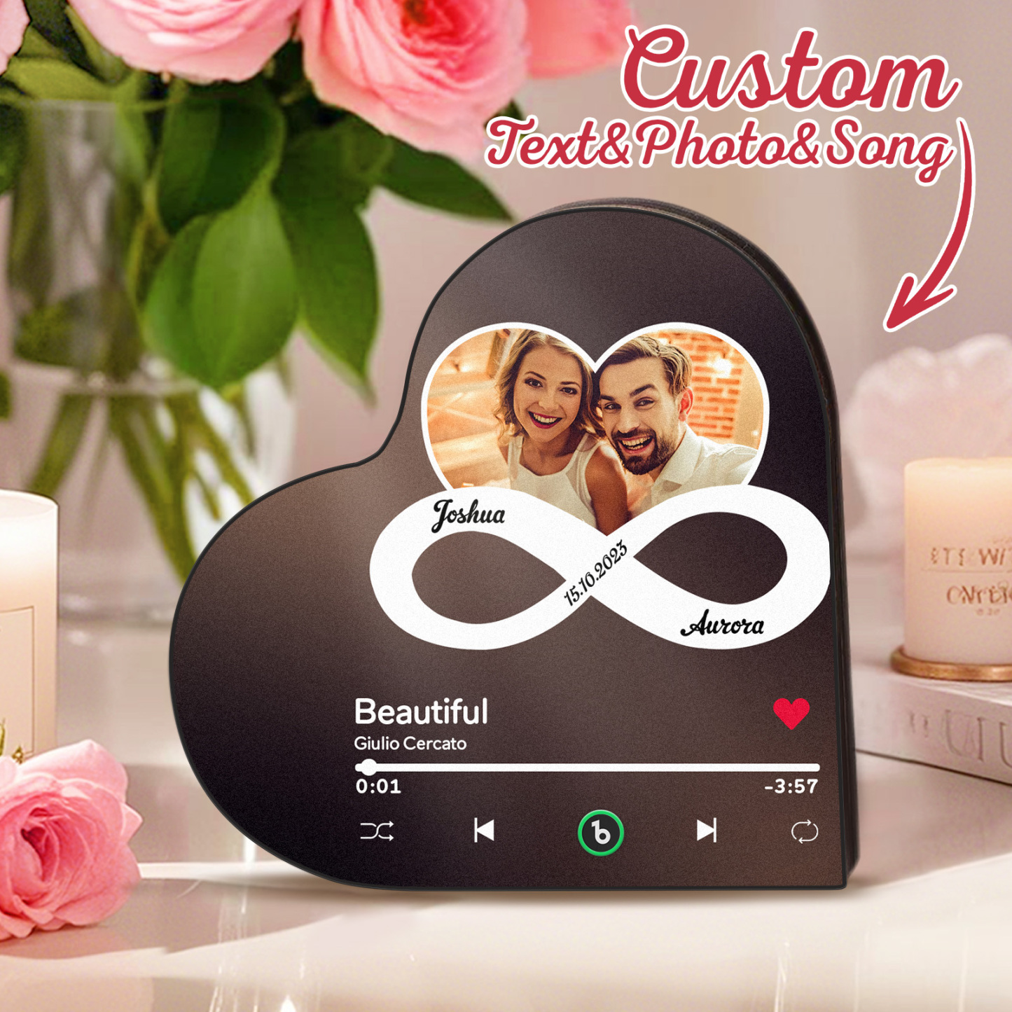 Personalized Heart-Shaped Music Fridge Magnet Forever Love Anniversary Gifts - Fridgebeatsuk
