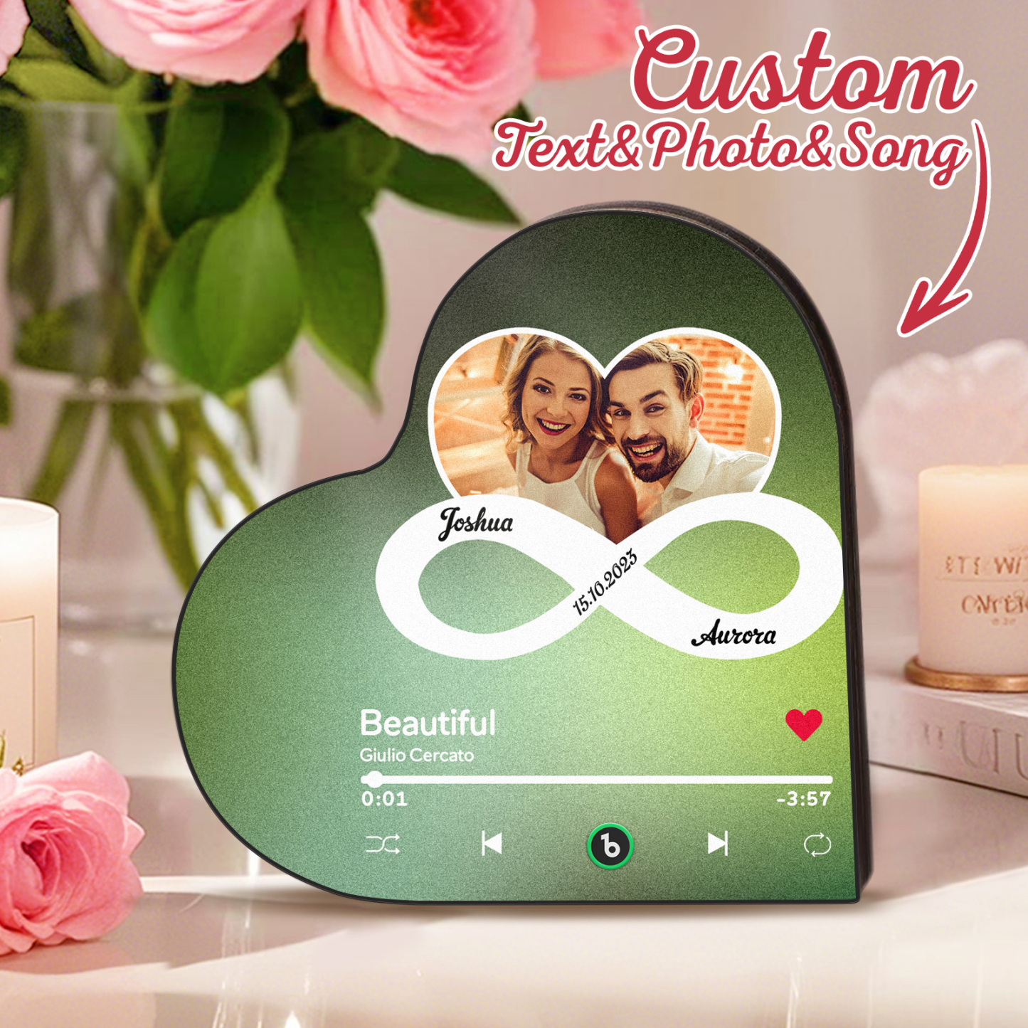 Personalized Heart-Shaped Music Fridge Magnet Forever Love Anniversary Gifts - Fridgebeatsuk