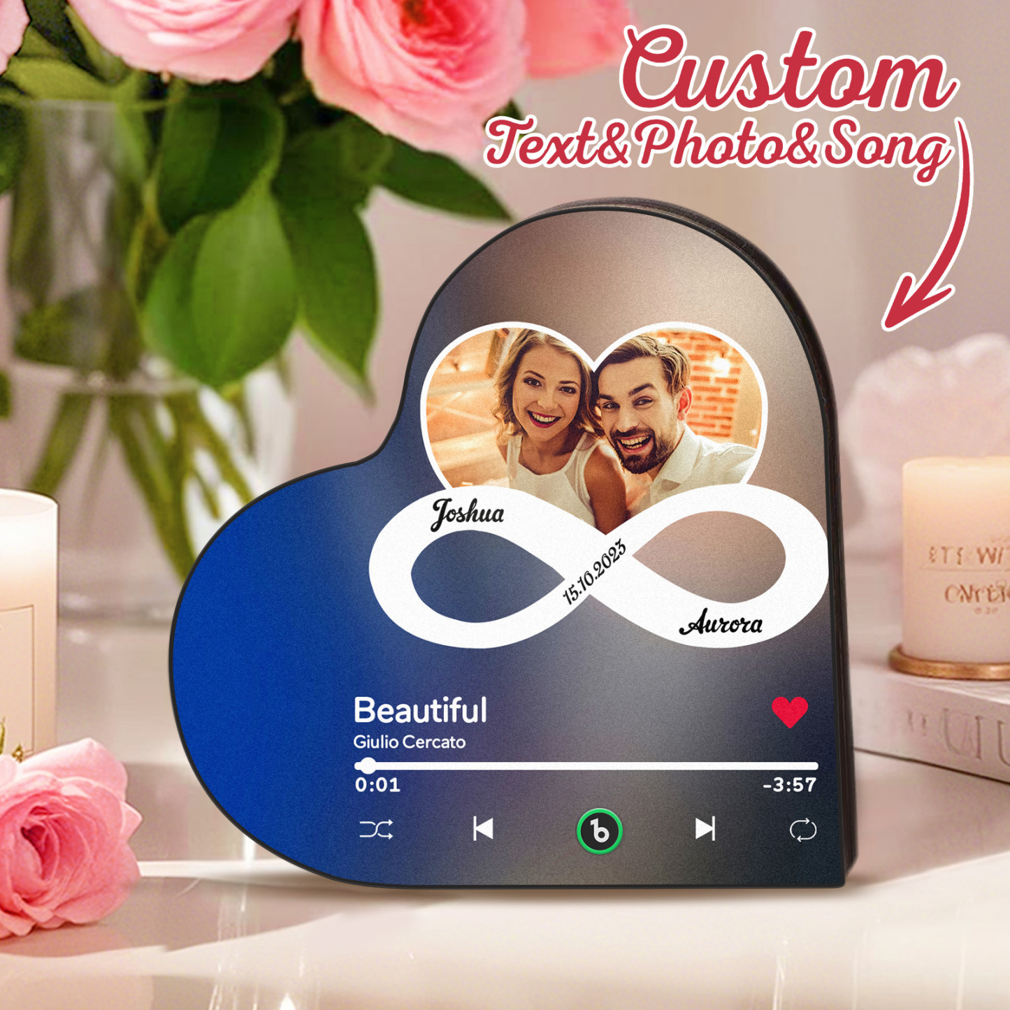 Personalized Heart-Shaped Music Fridge Magnet Forever Love Anniversary Gifts - Fridgebeatsuk