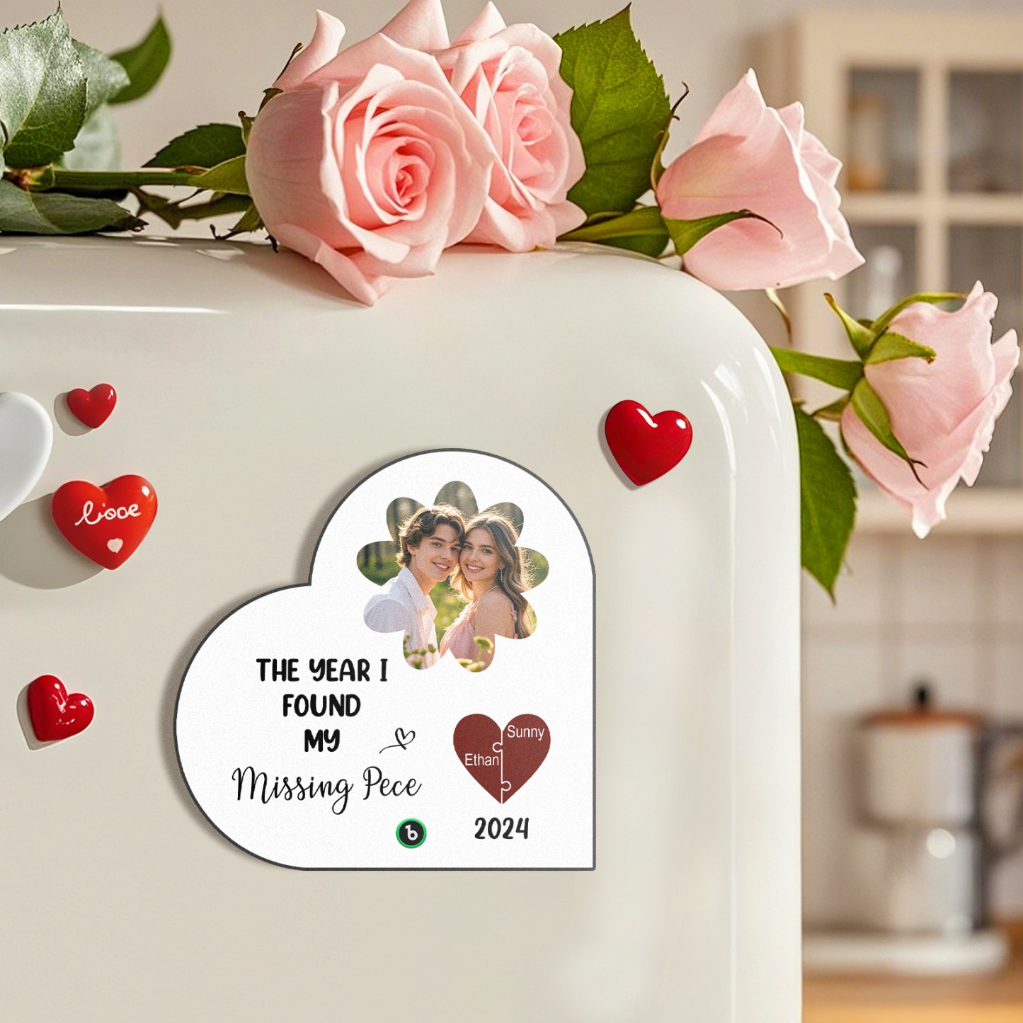 The Year I Found My Missing Piece Custom Photo Heart-Shaped Music Fridge Magnet Personalized Fridge Magnet Anniversary Gifts for Couples - Fridgebeatsuk