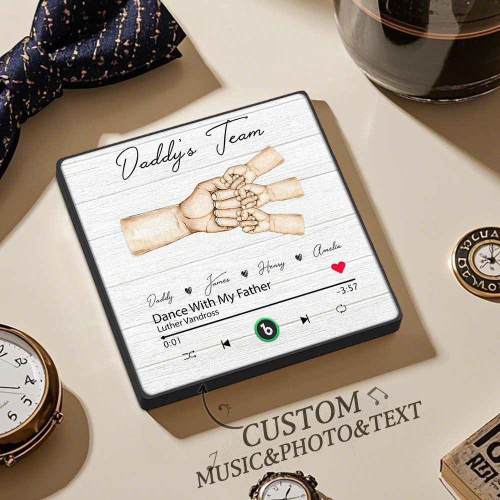 Custom Music Fridge Magnets Personalized Daddy & Kids Together We're A Team Family Song Magnets That Can Play Songs Father's Day Gift for Dad