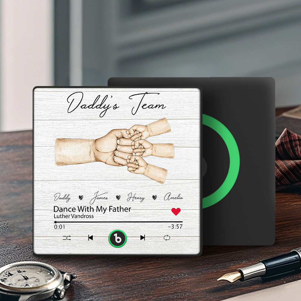 Custom Music Fridge Magnets Personalized Daddy & Kids Together We're A Team Family Song Magnets That Can Play Songs Father's Day Gift for Dad