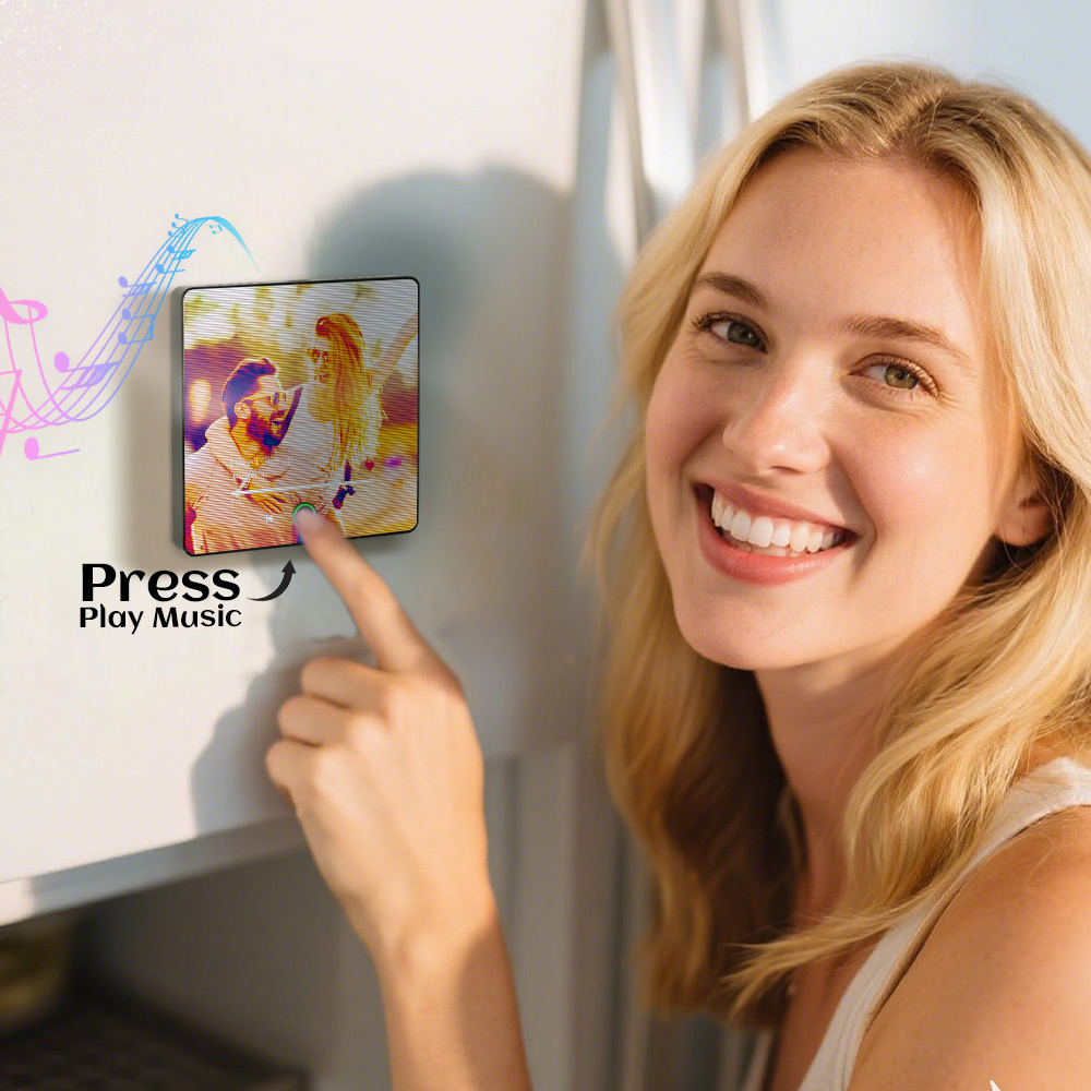 Custom Lenticular Flip Music Fridge Magnet Personalized 2 Photos in 1 Album Fridge Magnet for Couple - Fridgebeatsuk