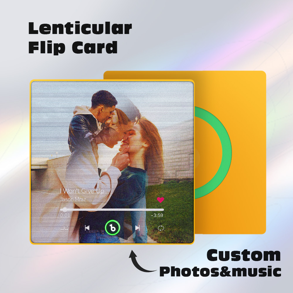 Custom Lenticular Flip Music Fridge Magnet Personalized 2 Photos in 1 Album Fridge Magnet for Couple - Fridgebeatsuk