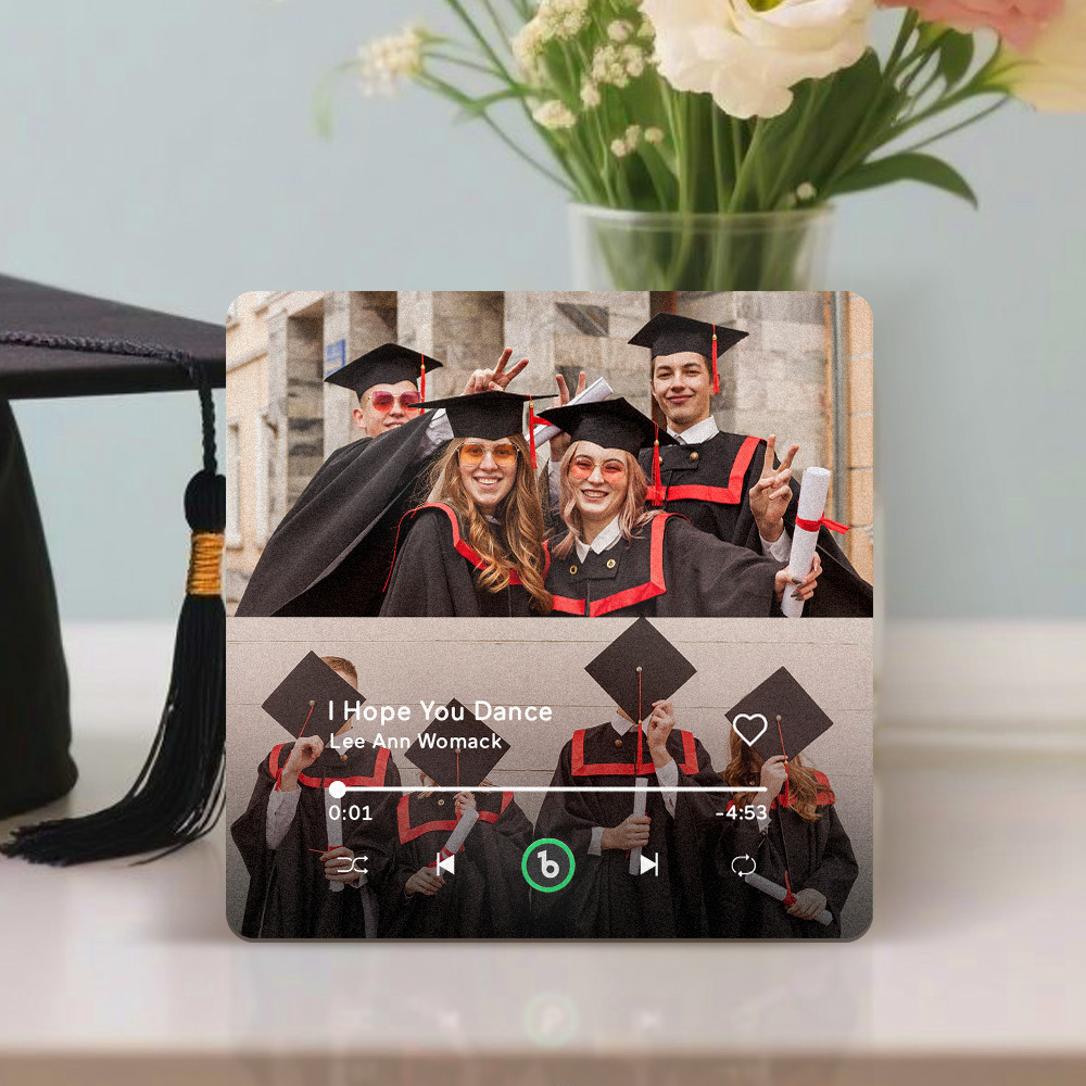 Custom Music & Photo Fridge Magnet Supports Bluetooth Connectivity Personalized 2 Photo Graduation Gift for Graduate Singing Refrigerator Magnet for Best Friend - Fridgebeatsuk