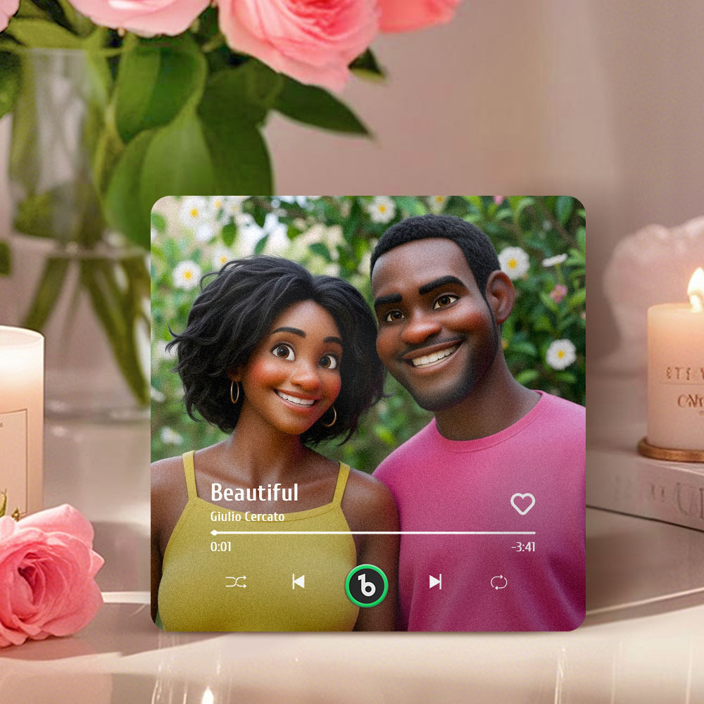 Custom Music Fridge Magnet Personalized Photo Cartoon Style Song Fridge Magnet That Can Play Songs Anniversary Gifts Birthday Gift for Couple