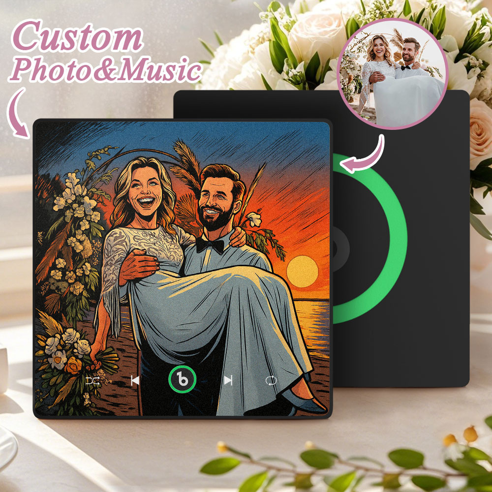 Custom Music Fridge Magnet Personalized Photo Various Cartoon Style Song Magnet That Can Play Songs Wedding Gifts Anniversary Gifts for Couple - Fridgebeatsuk