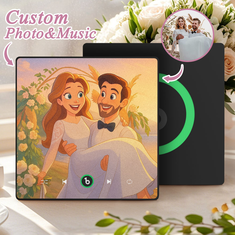 Custom Music Fridge Magnet Personalized Photo Various Cartoon Style Song Magnet That Can Play Songs Wedding Gifts Anniversary Gifts for Couple - Fridgebeatsuk