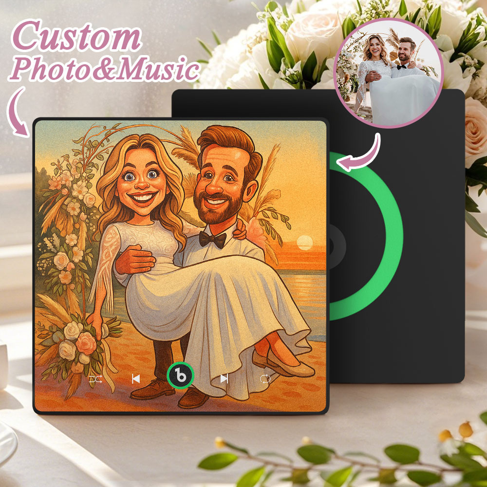 Custom Music Fridge Magnet Personalized Photo Various Cartoon Style Song Magnet That Can Play Songs Wedding Gifts Anniversary Gifts for Couple - Fridgebeatsuk