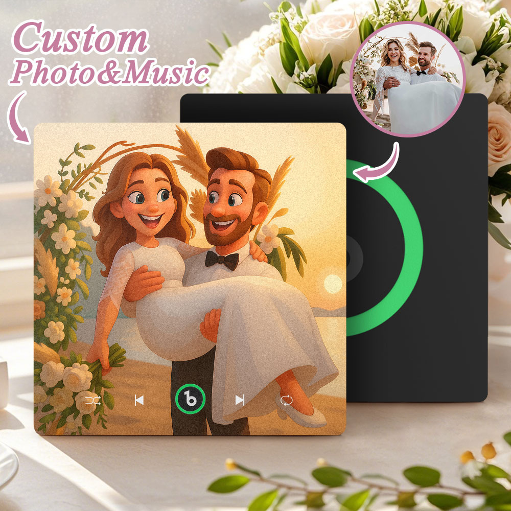 Custom Music Fridge Magnet Personalized Photo Various Cartoon Style Song Magnet That Can Play Songs Wedding Gifts Anniversary Gifts for Couple - Fridgebeatsuk