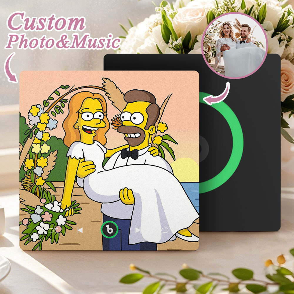 Custom Music Fridge Magnet Personalized Photo Various Cartoon Style Song Magnet That Can Play Songs Wedding Gifts Anniversary Gifts for Couple - Fridgebeatsuk