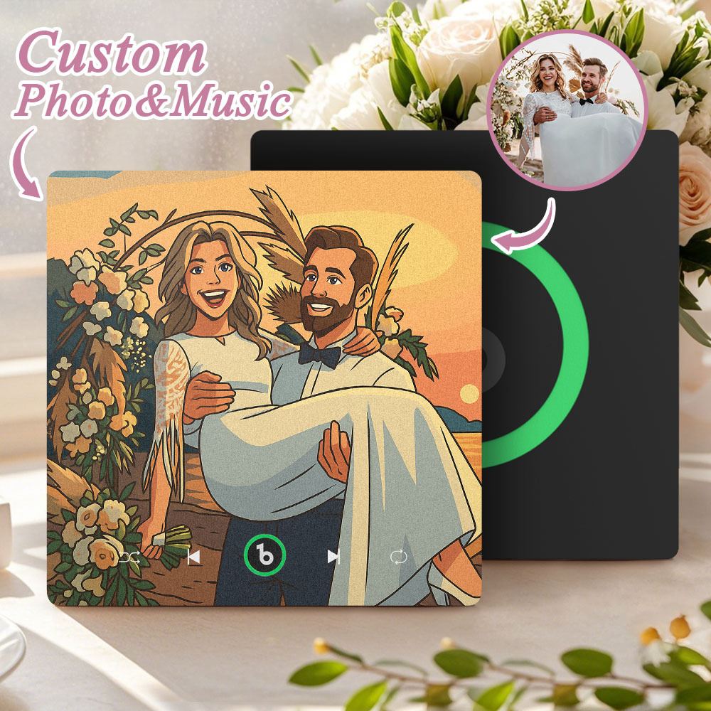 Custom Music Fridge Magnet Personalized Photo Various Cartoon Style Song Magnet That Can Play Songs Wedding Gifts Anniversary Gifts for Couple - Fridgebeatsuk