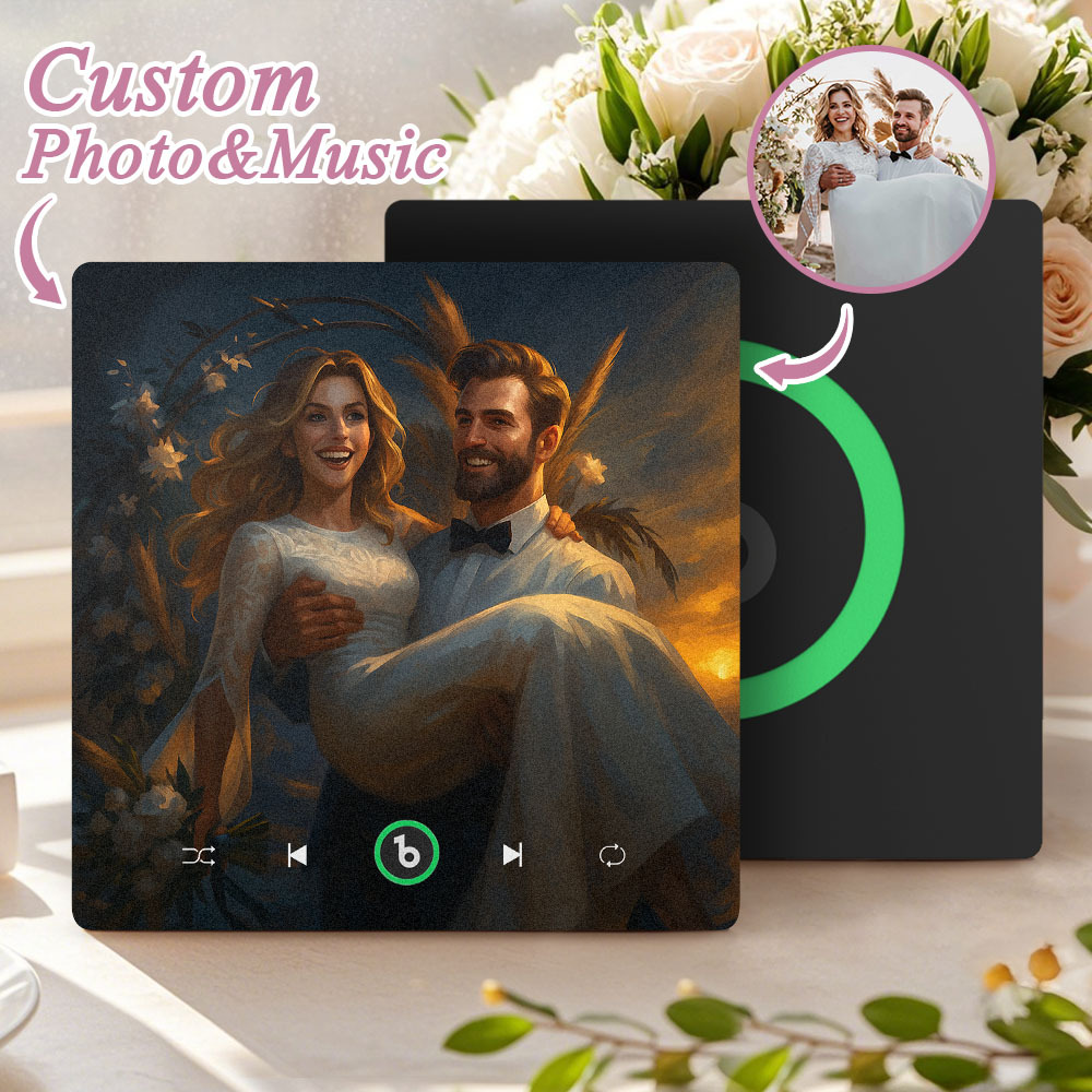 Custom Music Fridge Magnet Personalized Photo Various Cartoon Style Song Magnet That Can Play Songs Wedding Gifts Anniversary Gifts for Couple - Fridgebeatsuk