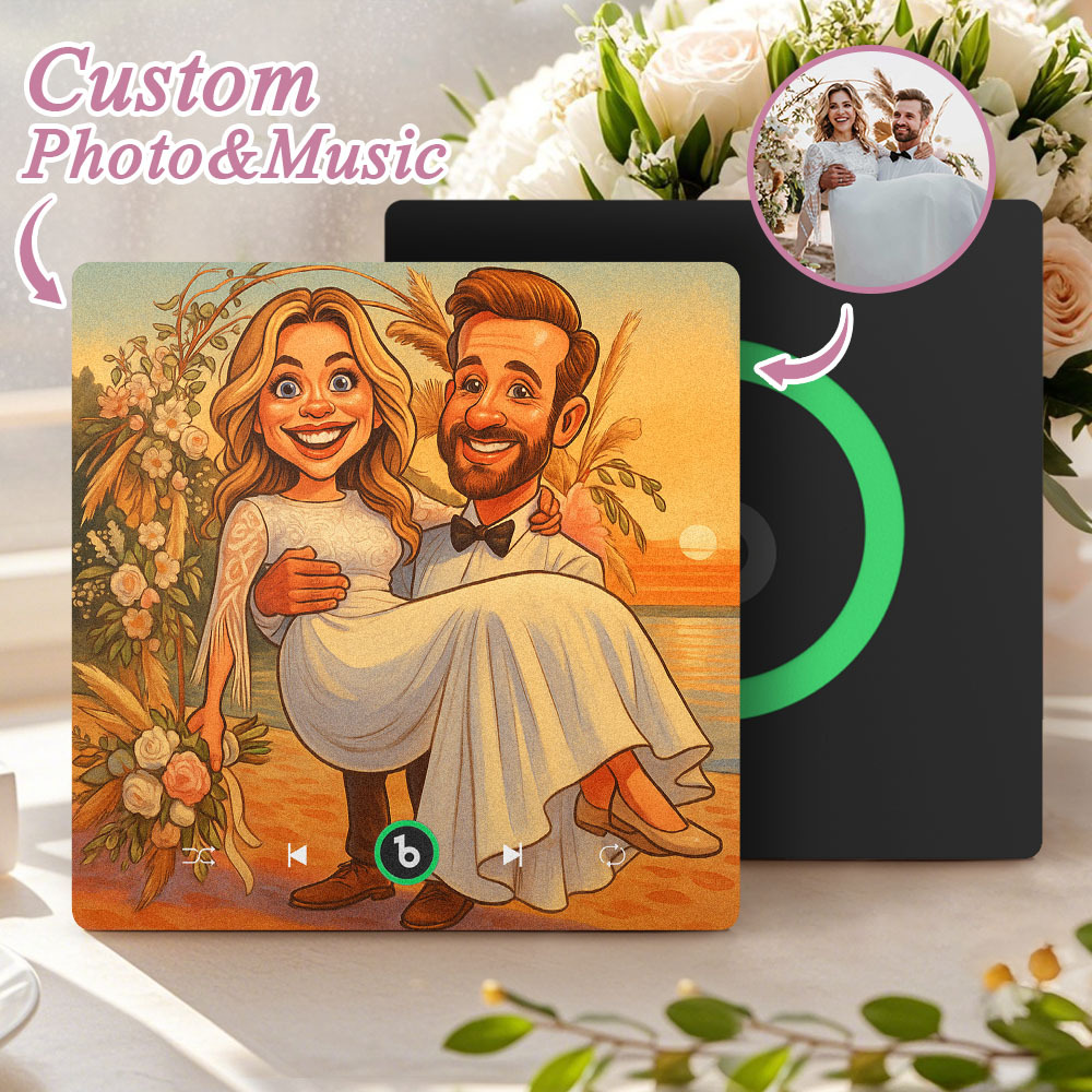 Custom Music Fridge Magnet Personalized Photo Various Cartoon Style Song Magnet That Can Play Songs Wedding Gifts Anniversary Gifts for Couple - Fridgebeatsuk