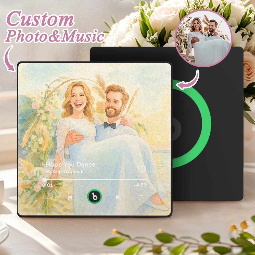 Custom Music Fridge Magnet Personalized Photo Various Cartoon Style Song Fridge Magnet That Can Play Songs Wedding Gifts Anniversary Gifts for Couple