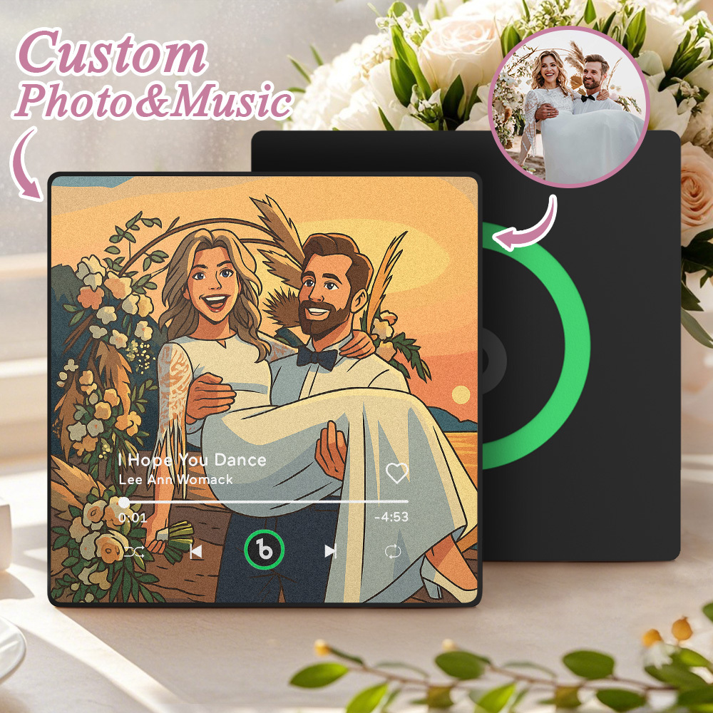 Custom Music Fridge Magnet Personalized Photo Various Cartoon Style Song Fridge Magnet That Can Play Songs Wedding Gifts Anniversary Gifts for Couple