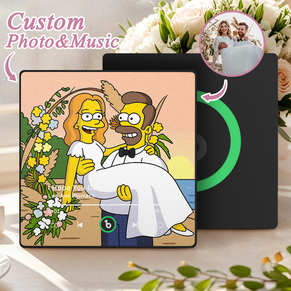 Custom Music Fridge Magnet Personalized Photo Various Cartoon Style Song Fridge Magnet That Can Play Songs Wedding Gifts Anniversary Gifts for Couple