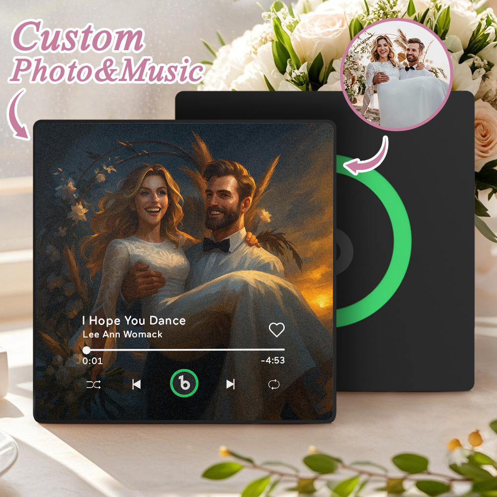 Custom Music Fridge Magnet Personalized Photo Various Cartoon Style Song Fridge Magnet That Can Play Songs Wedding Gifts Anniversary Gifts for Couple