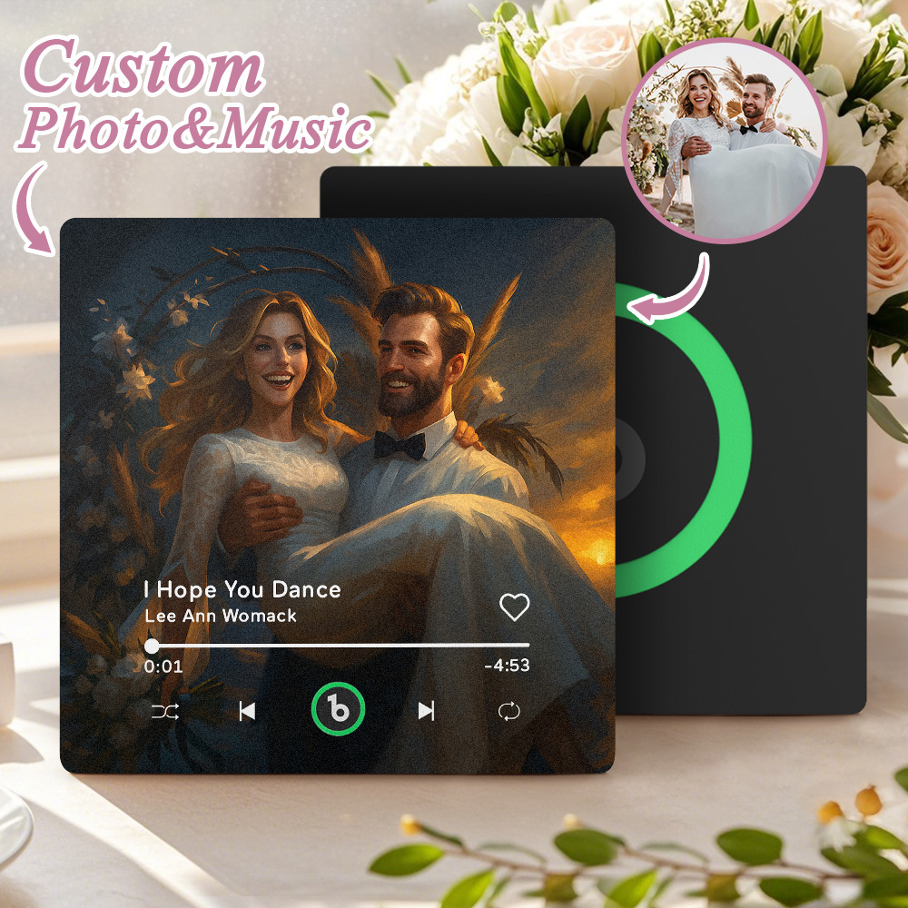 Custom Music Fridge Magnet Personalized Photo Various Cartoon Style Song Fridge Magnet That Can Play Songs Wedding Gifts Anniversary Gifts for Couple