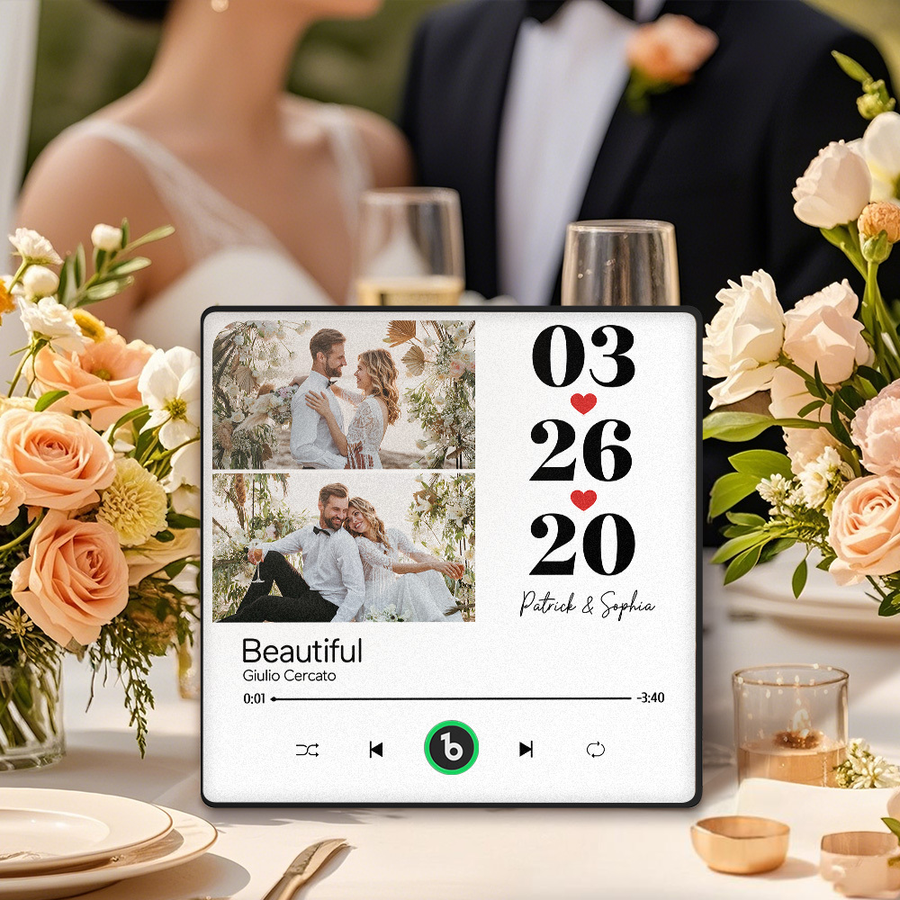 Custom Music Fridge Magnet Personalized 2 Photos Song Magnet That Can Play Songs Wedding Gifts Anniversary Gifts for Couple - Fridgebeatsuk