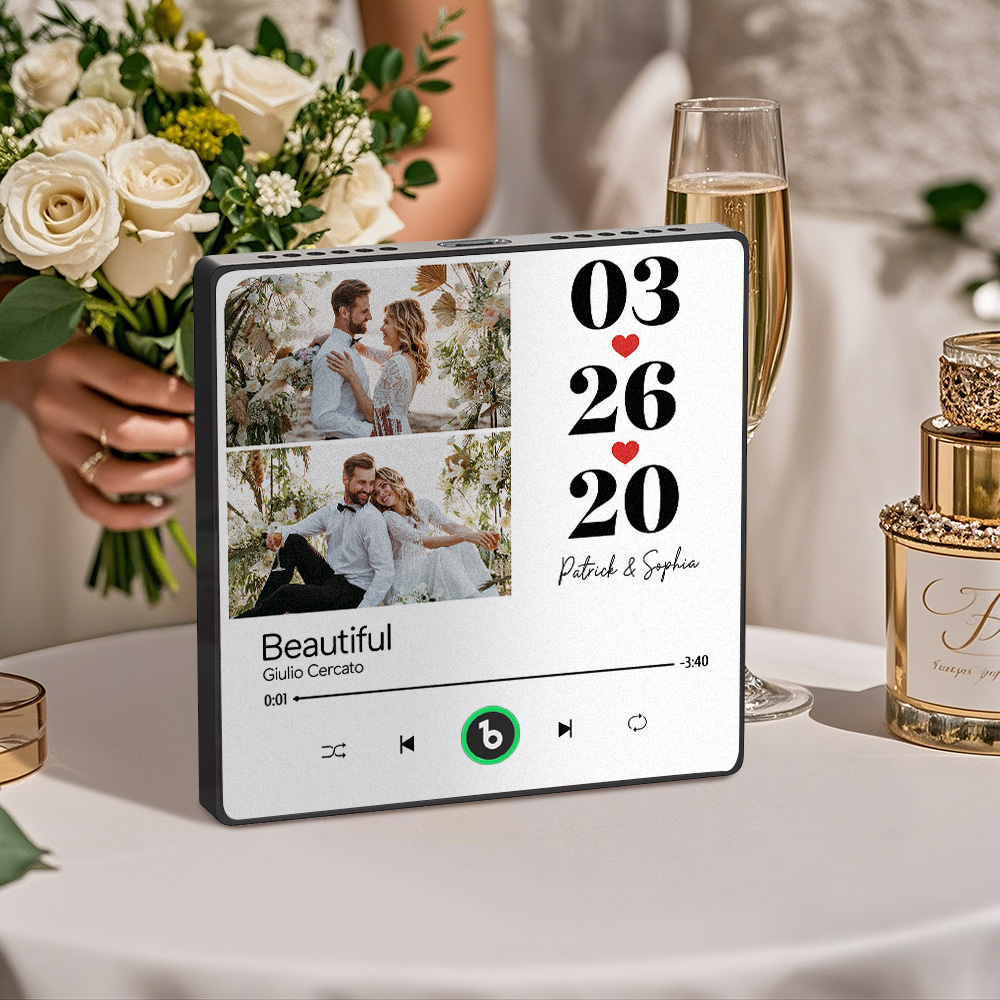 Custom Music Fridge Magnet Personalized 2 Photos Song Magnet That Can Play Songs Wedding Gifts Anniversary Gifts for Couple - Fridgebeatsuk
