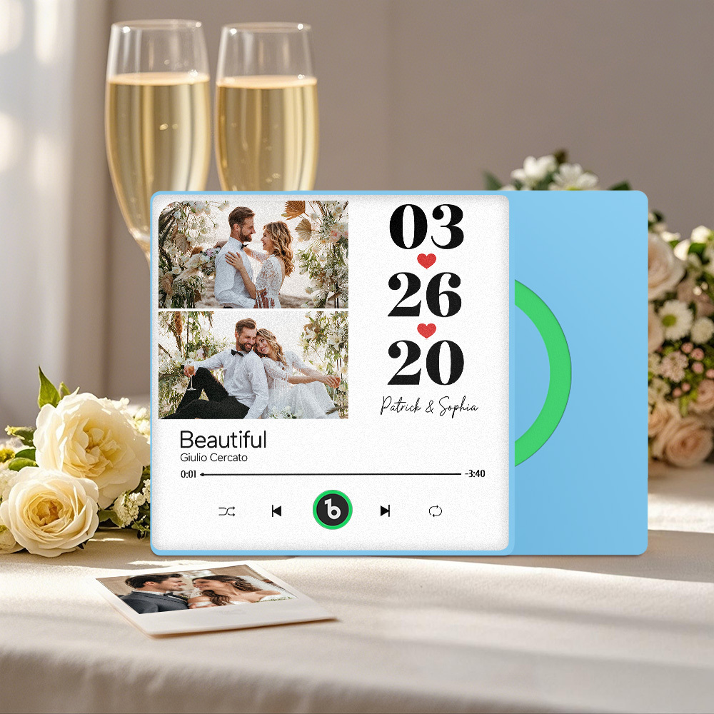 Custom Music Fridge Magnet Personalized 2 Photos Song Magnet That Can Play Songs Wedding Gifts Anniversary Gifts for Couple - Fridgebeatsuk