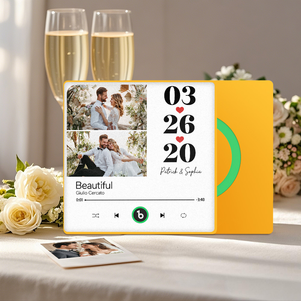 Custom Music Fridge Magnet Personalized 2 Photos Song Magnet That Can Play Songs Wedding Gifts Anniversary Gifts for Couple - Fridgebeatsuk