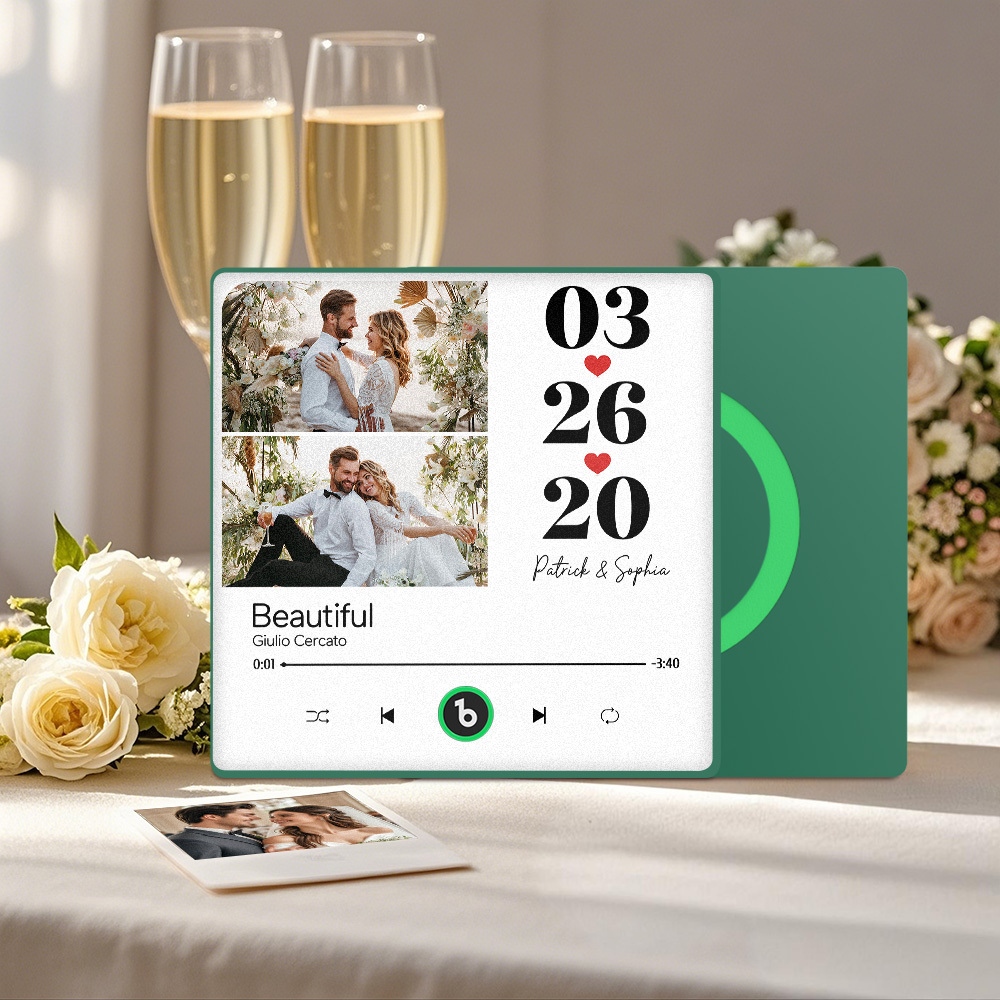 Custom Music Fridge Magnet Personalized 2 Photos Song Magnet That Can Play Songs Wedding Gifts Anniversary Gifts for Couple - Fridgebeatsuk