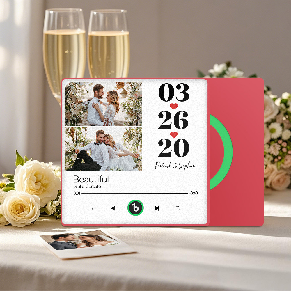 Custom Music Fridge Magnet Personalized 2 Photos Song Magnet That Can Play Songs Wedding Gifts Anniversary Gifts for Couple - Fridgebeatsuk