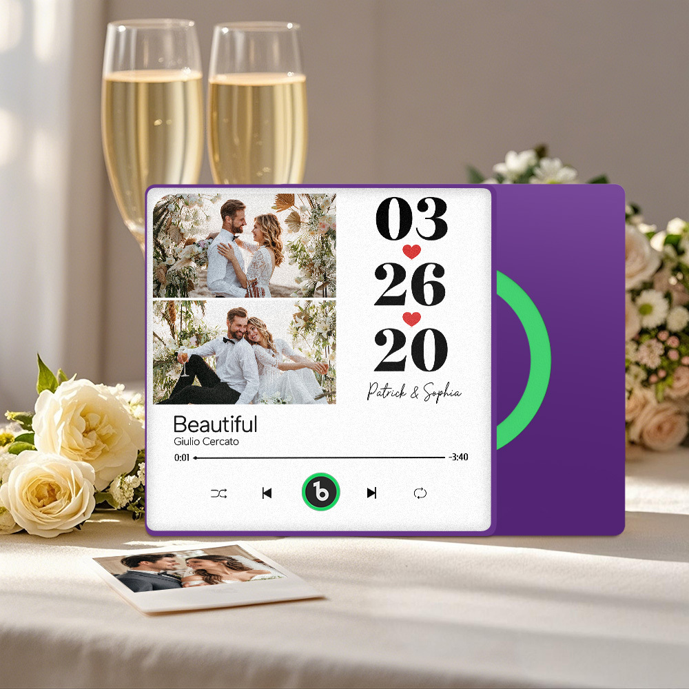Custom Music Fridge Magnet Personalized 2 Photos Song Magnet That Can Play Songs Wedding Gifts Anniversary Gifts for Couple - Fridgebeatsuk