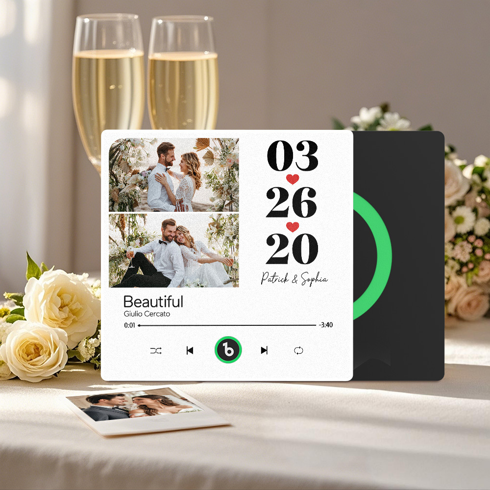 Custom Music Fridge Magnet Personalized 2 Photos Song Magnet That Can Play Songs Wedding Gifts Anniversary Gifts for Couple - Fridgebeatsuk